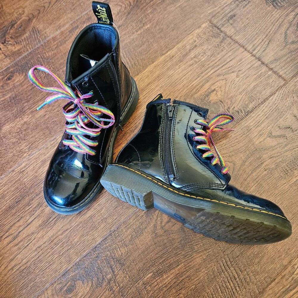 Dr. Martens Airwair 1460 J Boots with Rainbow Laces